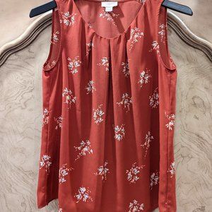 Sleeveless dainty floral rust blouse size medium